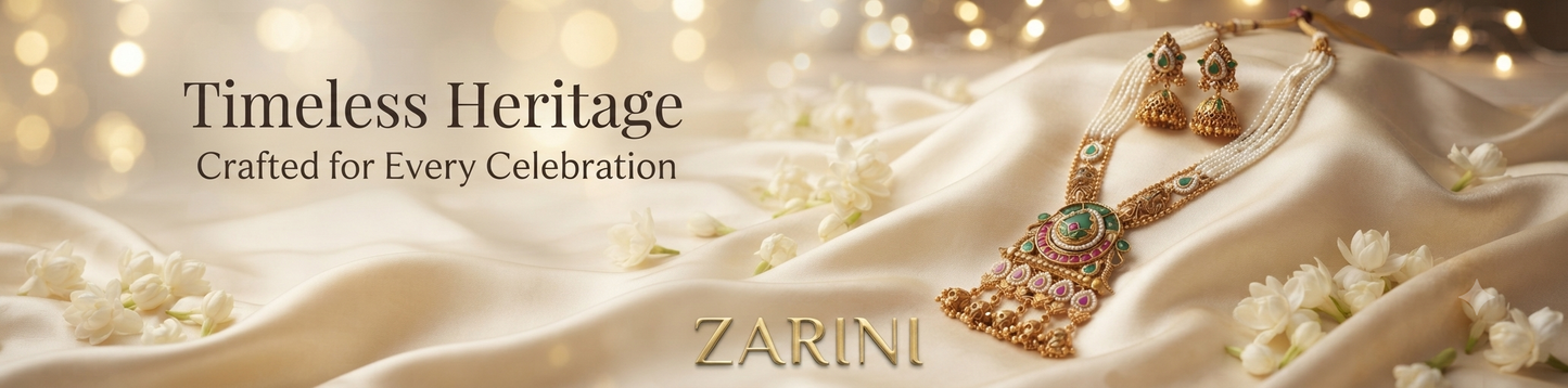 Zarini’s Royal Pearl Temple Long Necklace Set