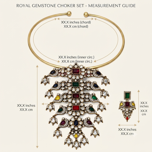 ZARINI Navratna Heritage Statement Necklace & Earrings Set