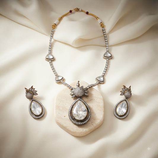 Zarini Noor Peacock Kundan Statement Set