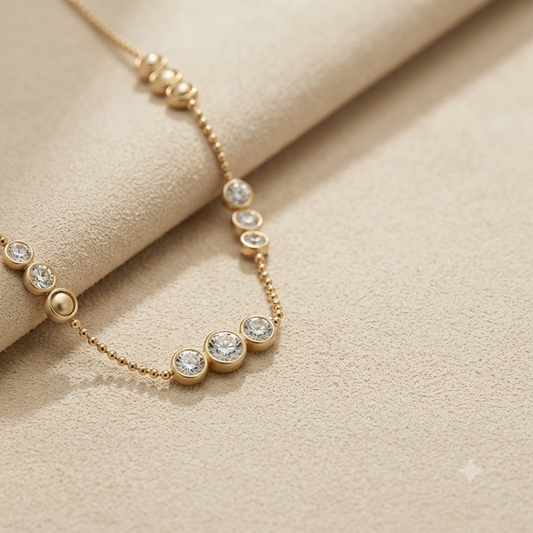 Gold Crystal Bead Necklace for Women | Elegant Minimalist Statement Jewellery
