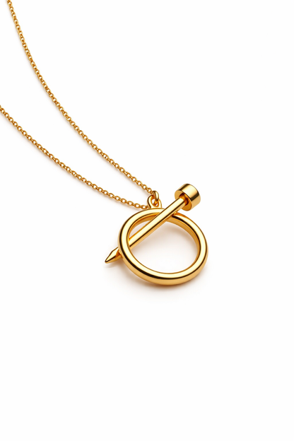 Zarini’s Stylish Gold-Plated Nail-Inspired Pendant Necklace