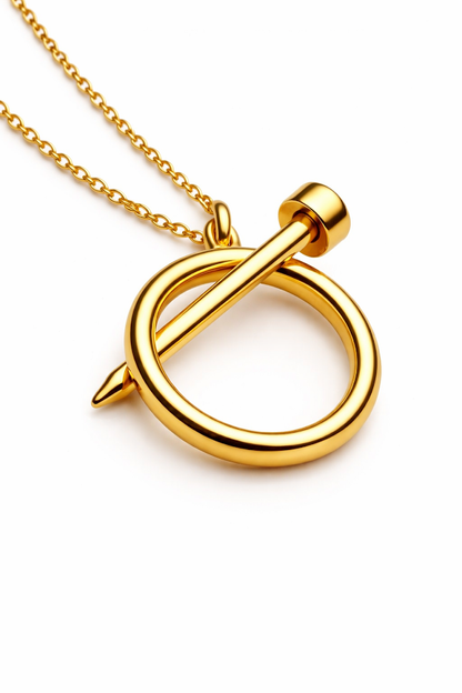 Zarini’s Stylish Gold-Plated Nail-Inspired Pendant Necklace