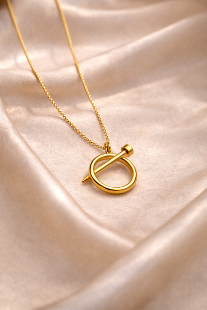 Zarini’s Stylish Gold-Plated Nail-Inspired Pendant Necklace