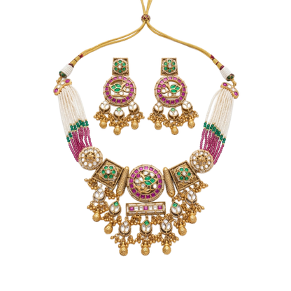 Zarinis Regal Pearl Kundan Bridal Necklace Set