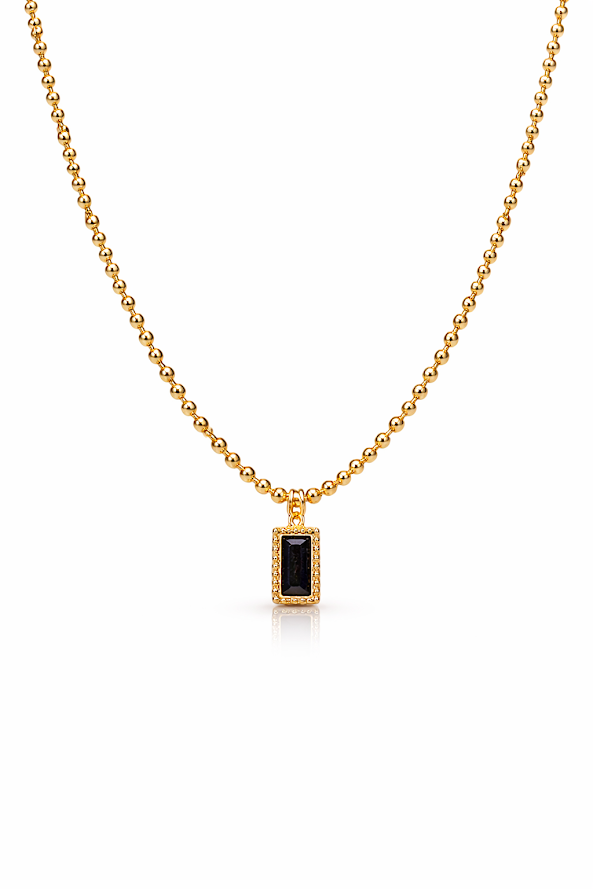 Zarini's Chunky Gold Chain with Black Crystal Pendant