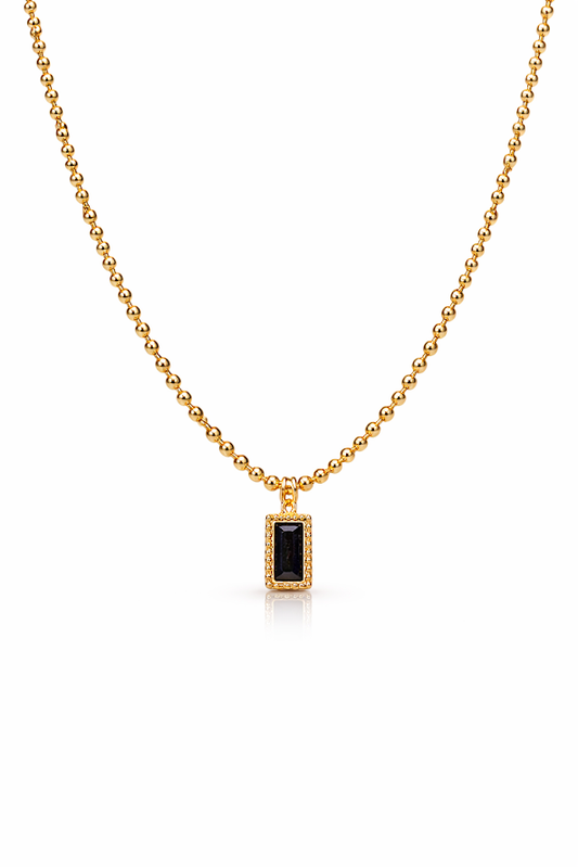 Zarini's Chunky Gold Chain with Black Crystal Pendant