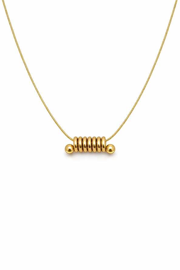 Zarini’s Minimal Gold Plated Necklace Featuring a Sleek Spiral Ring Pendant