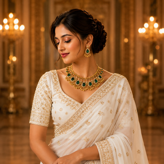 Emerald Drop Necklace With Intricate Antique Detailing