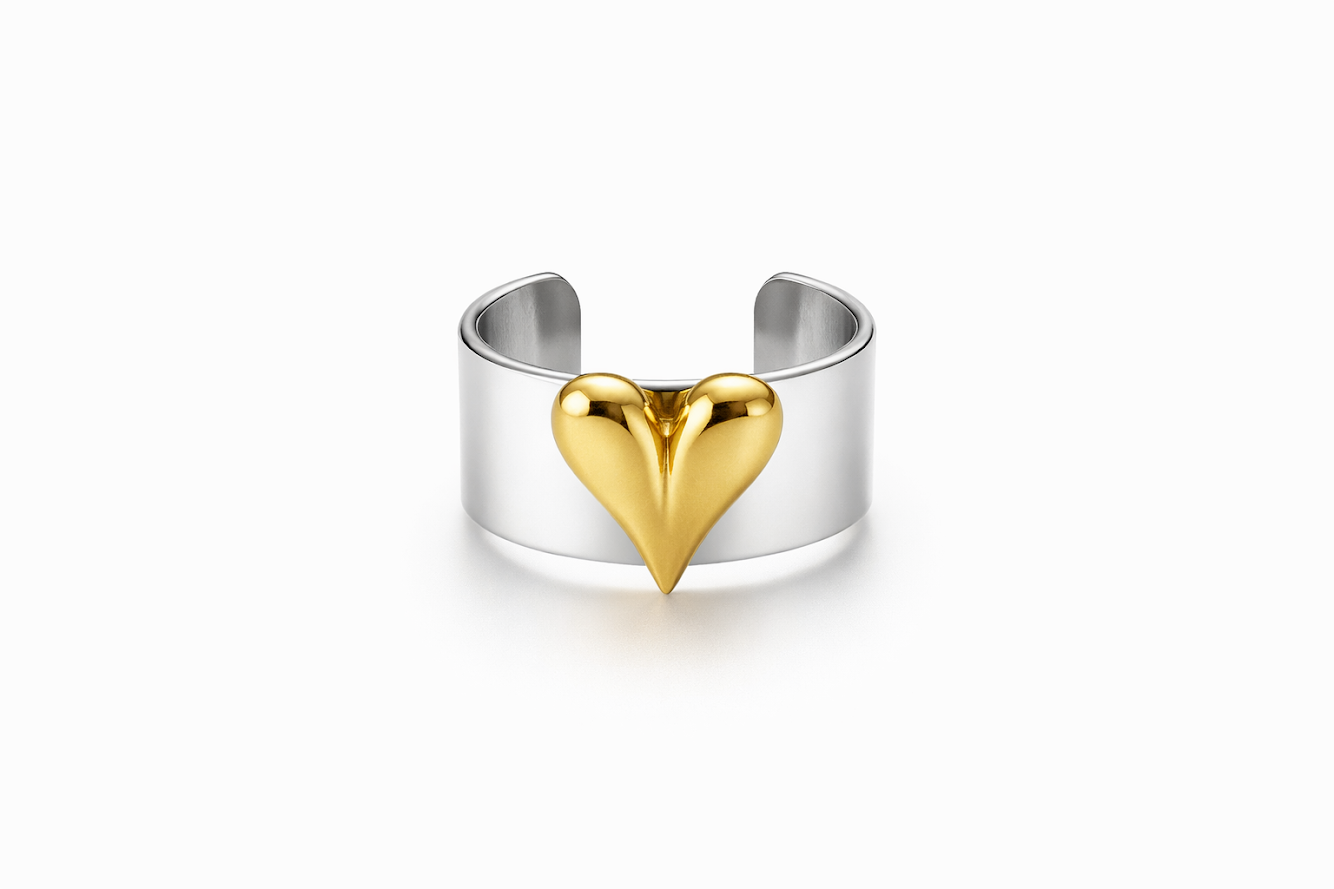 Zarini Two-Tone  Heart Statement Ring