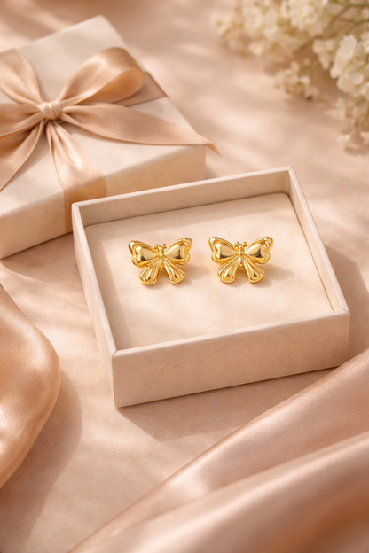 Zarini’s Anti-Tarnish Golden Mini Bow Stud Earrings