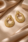 Zarini  Chunky Hammered Gold-Tone Drop Hoop Earrings
