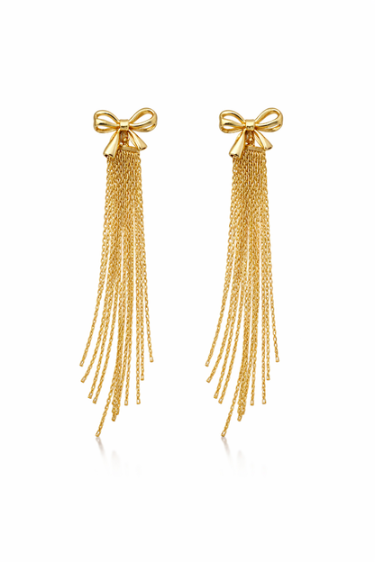 Zarini’s Gold Bow & Tassel Drop Earrings
