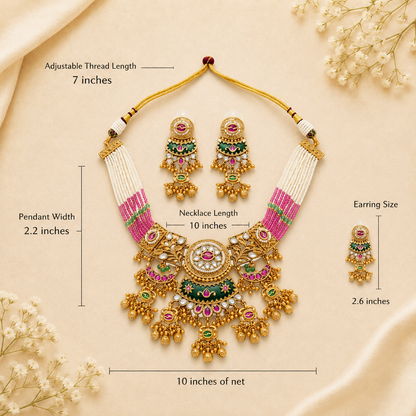 Zarini’s Royal Kundan Beaded Statement Necklace Set