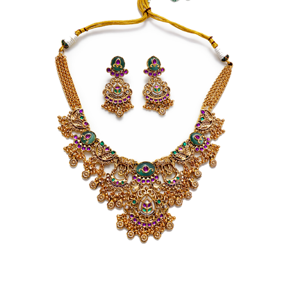Zarinis Royal Peacock Kundan Statement Necklace Set