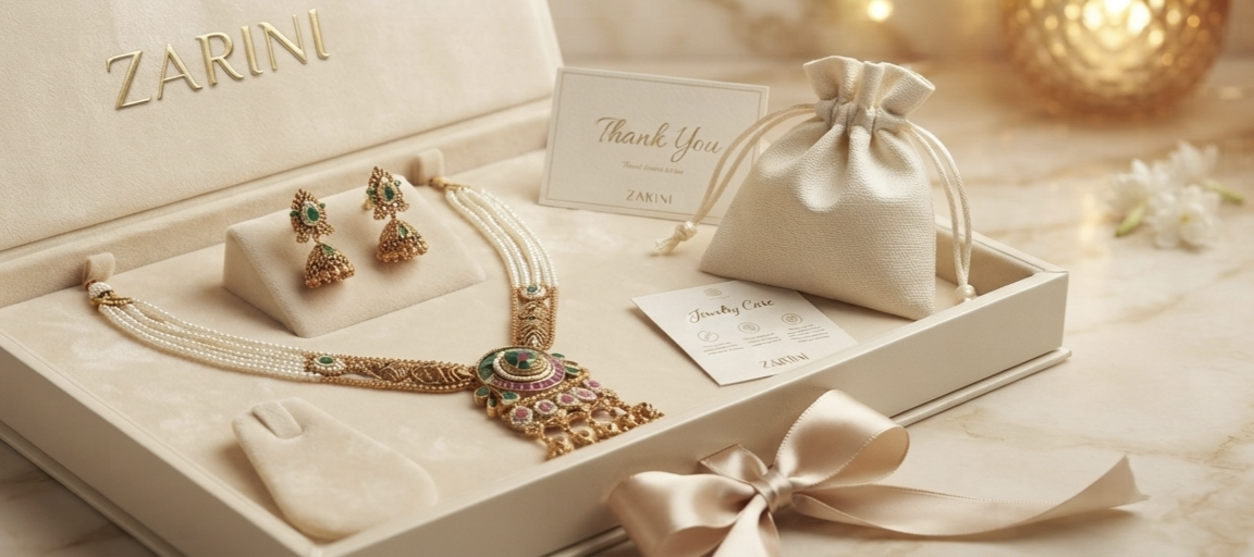 Zarini’s Royal Pearl Temple Long Necklace Set