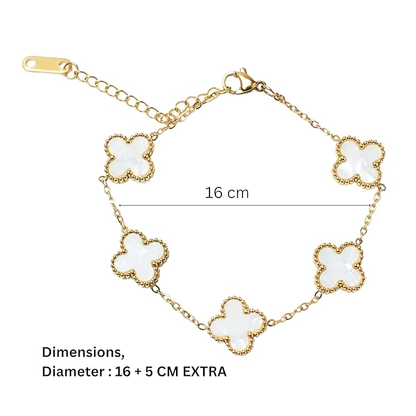 Zarini White Clover Bracelet – Gold Plated Anti-Tarnish Mother-of-Pearl Finish