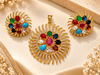 ZARINI Rangoli Radiance Multicolour Sunburst Pendant Set