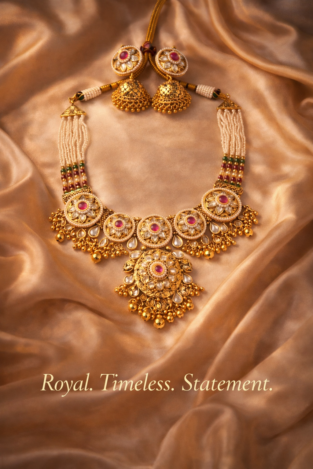 Zarini Royal Floral Kundan Statement Necklace Set