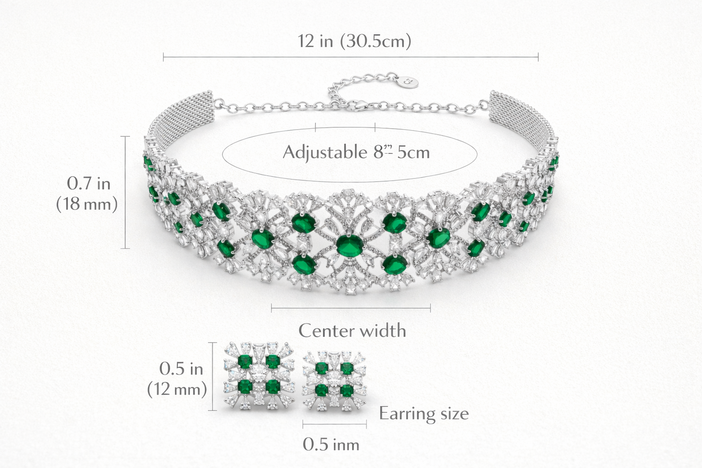 Zarini’s Emerald Crystal Statement Choker Set