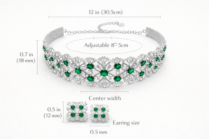 Zarini’s Emerald Crystal Statement Choker Set