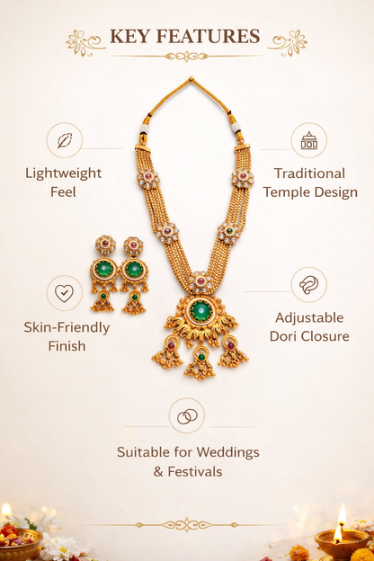 Zarini’s Emerald Antique Layered Necklace Set