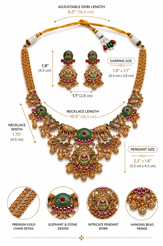 Zarini  Royal Peacock Kundan Statement Necklace Set