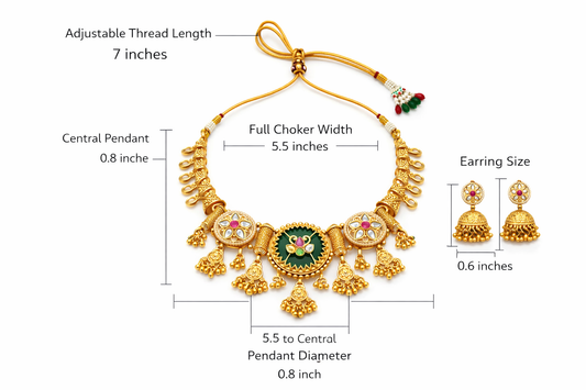 Zarini Classic Temple Choker Necklace Set