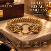 Zarini Gold-Tone lion Head Bracelet for Men | Regal Woven Chain Statement Jewellery