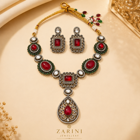 Zarini Mehr Ruby & Emerald Heritage Necklace Set
