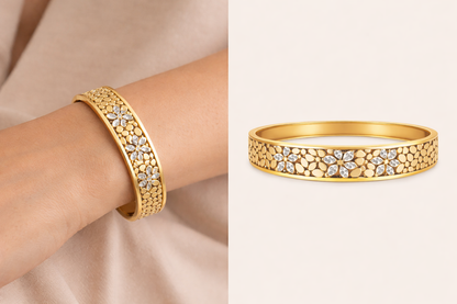 Gold Plated CZ Studded Anti-Tarnish Statement Bracelet
