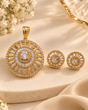 ZARINI Celestial Radiance Gold-Toned Sunburst Pendant Set