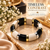 Zarini Black & Ivory Enamel Bracelet for Women with Gold-Tone Accents