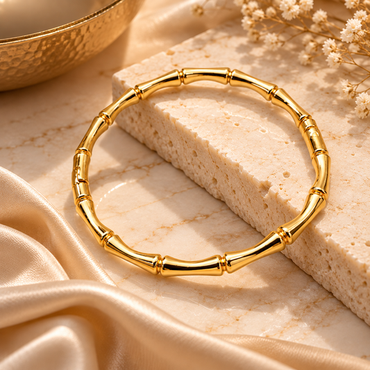 ZARINI Golden Rhythm Bamboo-Inspired Bracelet