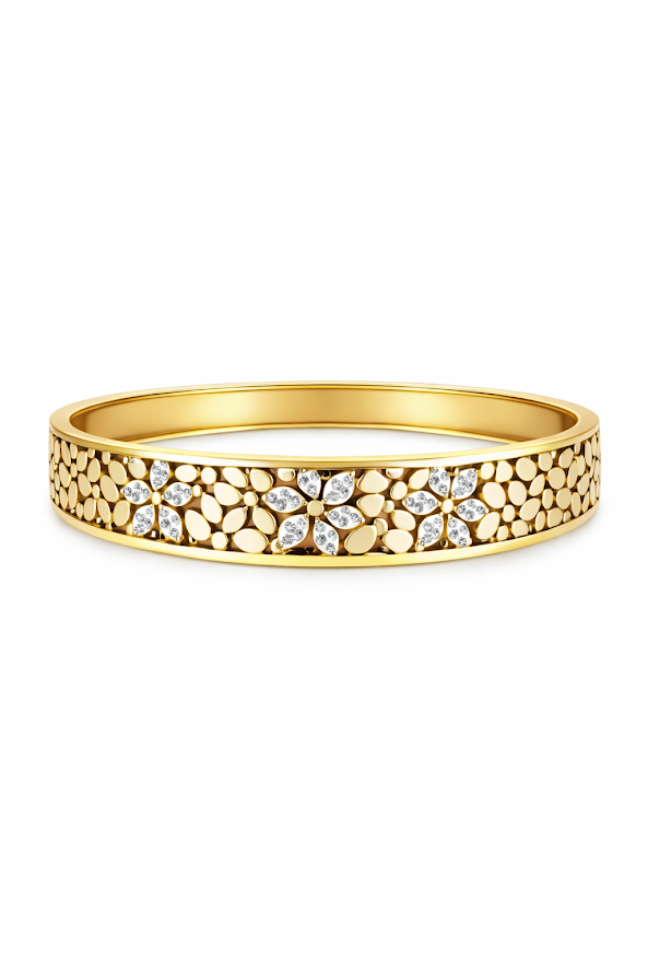 Gold Plated CZ Studded Anti-Tarnish Statement Bracelet