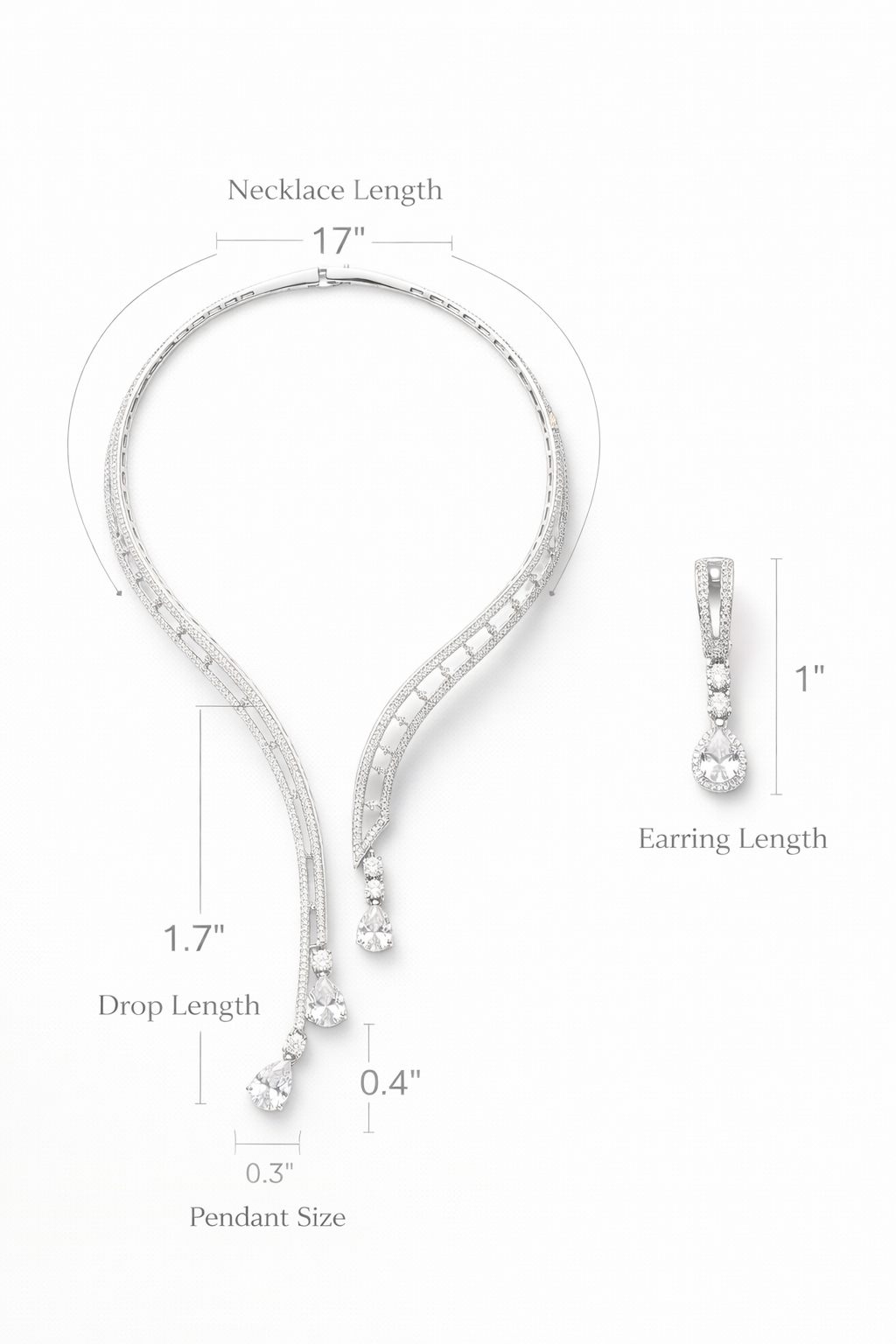 Zarini’s Elegant Drop Crystal Necklace Set