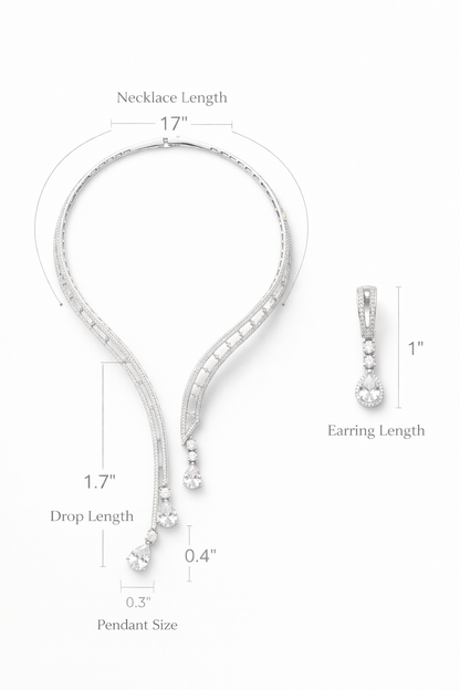 Zarini’s Elegant Drop Crystal Necklace Set
