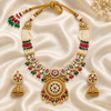 ZARINI Rajsi Bloom Antique Gold-Toned Necklace & Jhumka Set