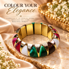 Zarini Multicolour Enamel Statement Bangle for Women | Gold-Tone Geometric Bracelet