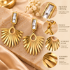 Zarini Gold-Tone Geometric Sunburst Drop Earrings | Crystal Statement Earrings