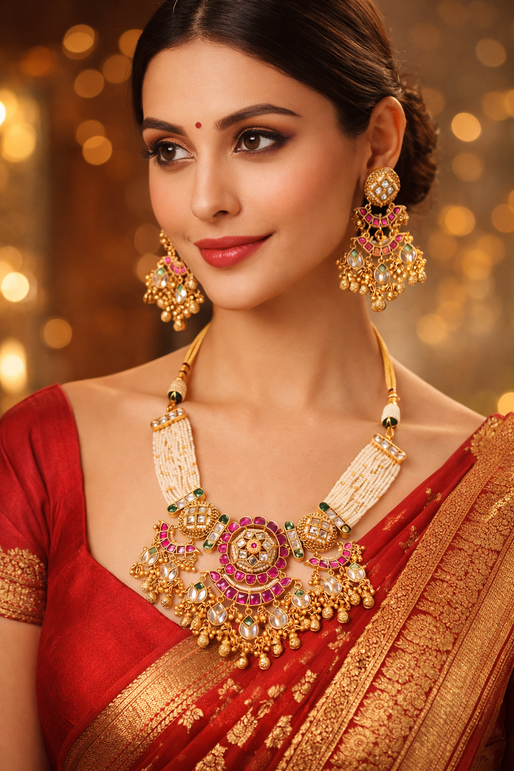 Zarini’s Regal Pearl Kundan Choker Set