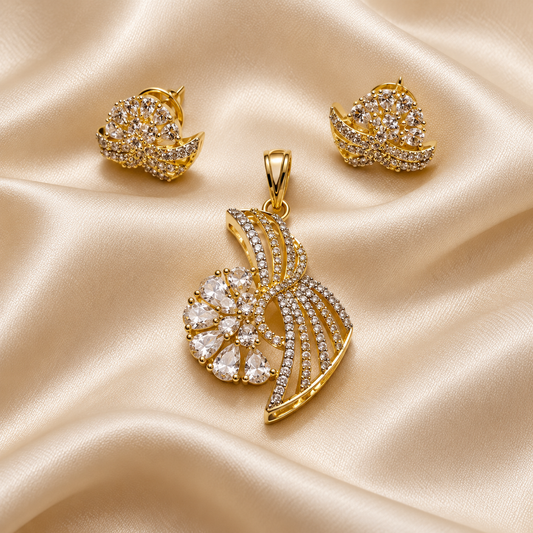 ZARINI Petal Symphony Gold Plated Pendant Set