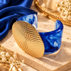 Zarini Blue Marble Gold-Tone Cuff Bracelet for Women | Textured Statement Kada