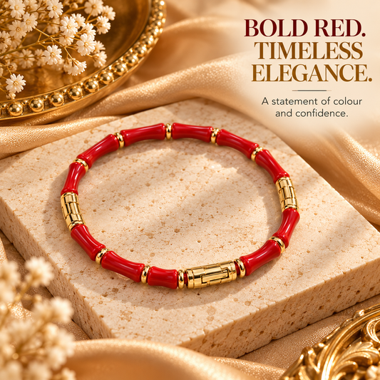 ZARINI Scarlet Rhythm Red & Gold-Toned Bracelet