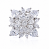 ZARINI Crystal Blossom Silver-Toned Floral Statement Ring