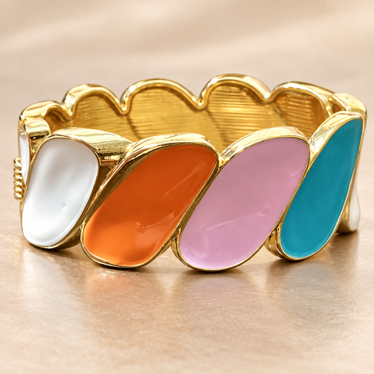 ZARINI Colour Muse Gold-Toned Multicolour Statement Bangle