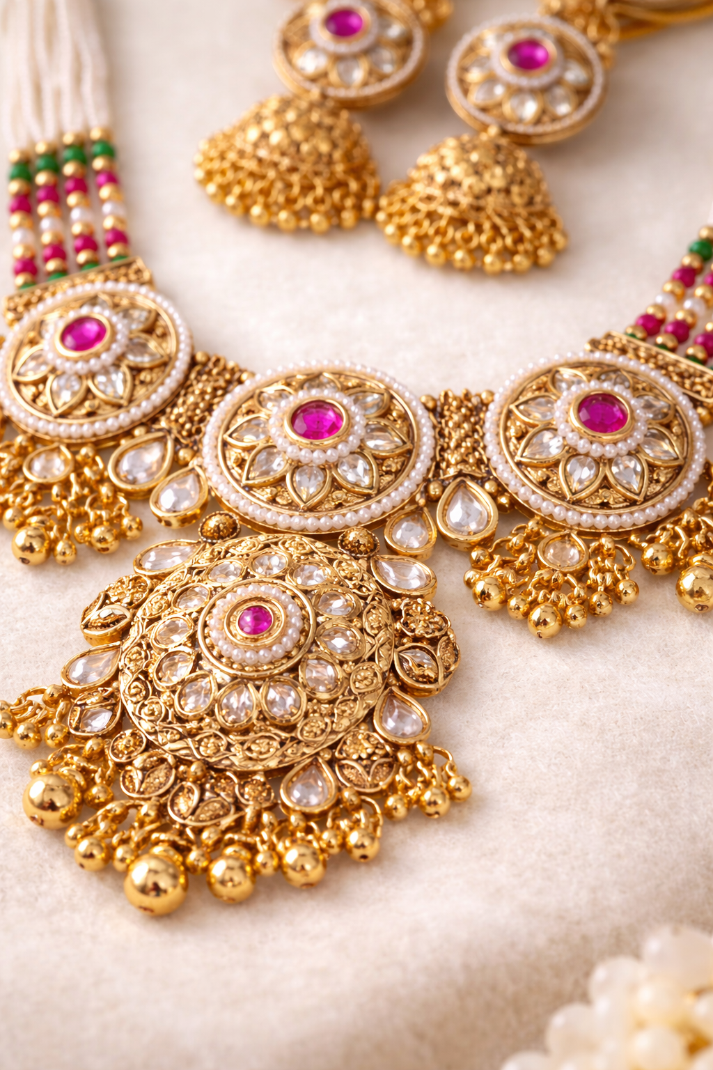 Zarini Royal Floral Kundan Statement Necklace Set