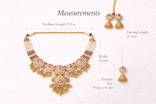 Zarini Royal Floral Kundan Statement Necklace Set