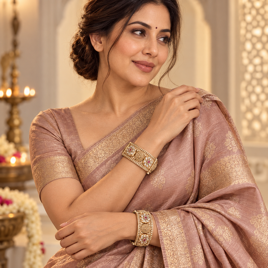 Zarini Padmika Ruby Kundan Heritage Bangle Set