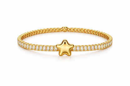 Gold Plated CZ Tennis Bracelet with Butterfly Charm – Anti-Tarnish Finish
