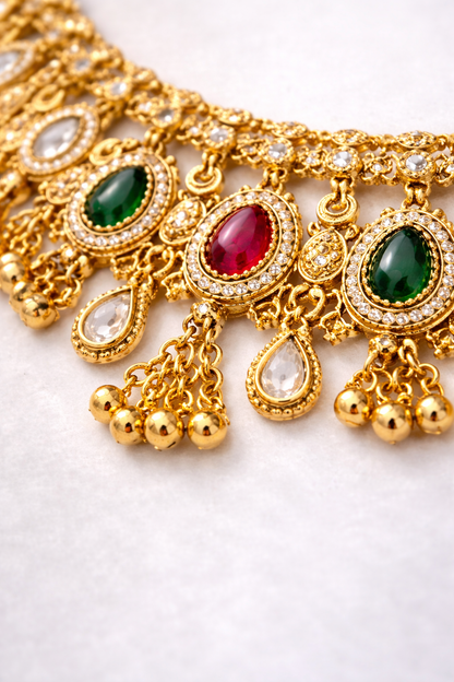 Zarini Royal Kundan Jhumka Necklace Set